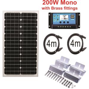 Solar Panel 200 Watt 12-36 Volt  Monocrystalline Controller Z Brackets Cables Cheap Visa Payment