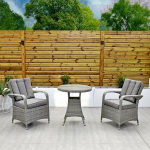 Havana- 2 Seat Bistro Set with 70cm Round Table (Light Grey) With Mastercard