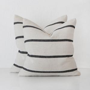 SISOLA HAND WOVEN CUSHION BUNDLE X2  |  50X50CM  |  IVORY   BLACK STRIPE Cheap Sale Purchase