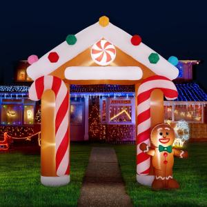 2.8M LED Lit UV-Resistant Christmas Inflatable, Jingle Jollys Free Shipping For Cheap