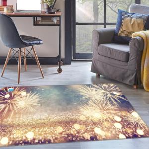 3D Firework Light 55082 Christmas Non Slip Rug Mat Xmas Cheap Affordable