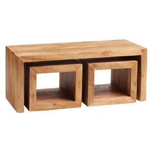 Maya Light Mango Wood Cubed Coffee Table Set Free Shipping Marketable