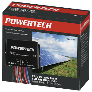 Powertech 12/24V 20A PWM Solar Charge Controller with Timer Function IP67 Cheap Sale Amazon
