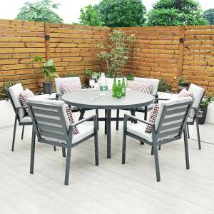Panama - 6 Seater Set with 135cm Round Table (Dark Grey) Clearance Best Seller