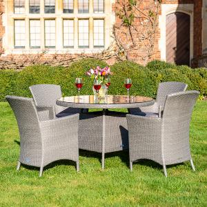 Bracken Outdoors Indiana 4 Seat Round Rattan Garden Furniture Set With Paypal