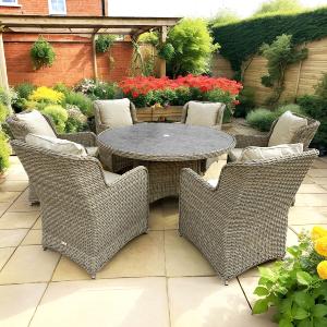 Bracken Outdoors Richmond 6 Seat Rattan Round Garden Furniture Dining Set Clearance How Much