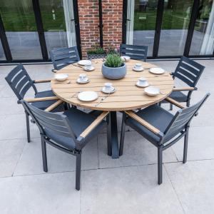Bracken Outdoors Seattle Teak and Aluminium 6 Seat Round Dining Set Footlocker Pictures Sale Online