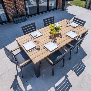 Bracken Outdoors Seattle Teak and Aluminium 6 Seat Rectangular Dining Set Best Seller For Sale