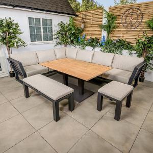 Bracken Outdoors Seattle Aluminium Lounge Corner Garden Furniture Set with Adjustable Table Outlet Huge Surprise