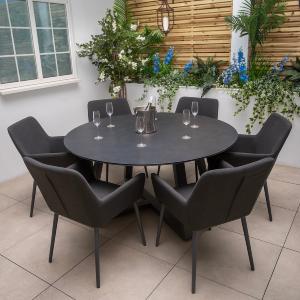 Bracken Outdoors Milano 6 Seat Round Fabric Chair Garden Furniture Dining Set Sale Outlet