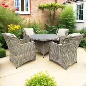 Bracken Outdoors Richmond 4 Seat Rattan Round Garden Furniture Dining Set Free Shipping Sast