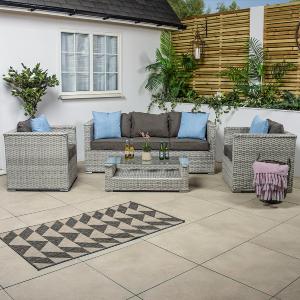 Bracken Outdoors Madrid Light Grey 3 Seat Sofa Lounge Garden Furniture Set with Coffee Table Under 70 Dollars