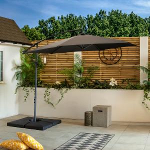 Bracken Outdoors Siena Grey 3m Round Banana Cantilever Parasol Grey Outlet Store Online