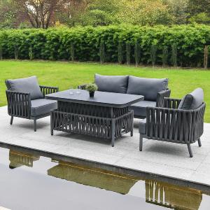 Bracken Outdoors Maldives Rope Aluminium Lounge Garden Sofa Set with Height Adjustable Table Outlet 2025 Newest