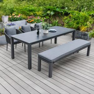 Bracken Outdoors Maldives Rope Aluminium 6 Seat Rectangular Garden Dining Bench and Chair Set Low Pice Cheap Online