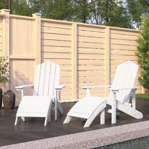 Adirondack hagestoler med fotsttte 2 stk HDPE hvit Clearance Best Seller