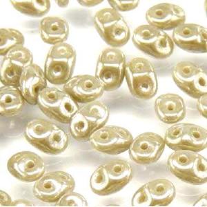 DU0543020-14400 Opaque Grey White Luster SuperDuo Two Hole Czech Seed Beads Tube Big Discount Cheap Pice