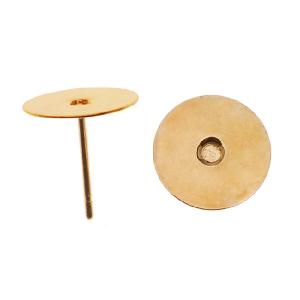 Earring Findings, Earring Posts with 10mm Glue On Pad, Gold Plated (10 Pairs) Cheap Sale 2025 Unisex