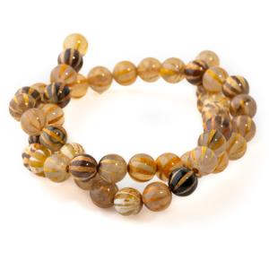 DZI Agate 8mm Round Watermelon Yellow - 15-16 Inch Visit