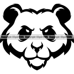 Panda Pandas Nature Wildlife Animal Bear Wild Sports School Team Mascot Game Fantasy eSport Animal Emblem Badge Logo Symbol Tattoo Black Logo Symbol Clipart SVG With Mastercard