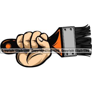Painting Renovation Paint House Home Hand Fist Power Hand Holding Paint Brush Vector Design Element White Background Improvement Wall Room Painter Repair Renovating Service Work Worker Painter DIY Art Brand New Unisex Cheap Online