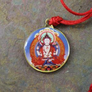 Chenrezig Round Enamel Pendant Cheap Sale With Paypal