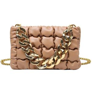 Beige Gold Quilted Chain Straps Handbag Cheap Sale Sale