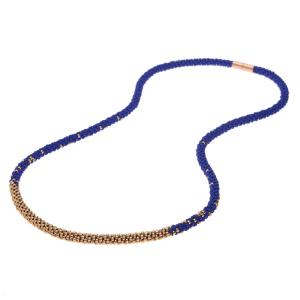 Long Beaded Kumihimo Necklace - Blue & Rose Gold - Exclusive Beadaholique Jewelry Kit Genuine For Sale