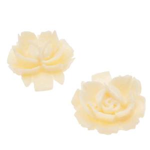Lucite Cabochons Ivory Yellow 3-D Rose Flower 18mm (2 pcs) Discount Professional