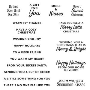 Spellbinders - Merry Mug & Circle Delights Collection - Clear Stamps - Santas Sippin Sayings Latest