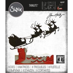 Sizzix - Tim Holtz - Thinlits Dies - Reindeer Sleigh Free Shipping Pices