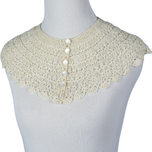 30s/40s Ivory Silk Crochet Handmade Button Front Collar High Quality Cheap Pice