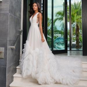 Ruffled Tulle A-Line in Ivory Blush Nude Discount 2025