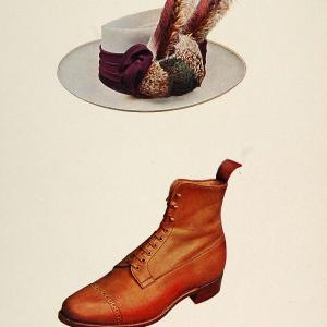 1901 Color Print Edwardian Fashion Shoe Hat Feathers - ORIGINAL PNR4 Free Shipping Best Place