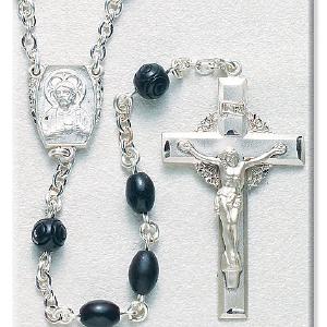 8mm Black Cocoa Bead Rosary in Sterling Silver Cheap Sale Sale