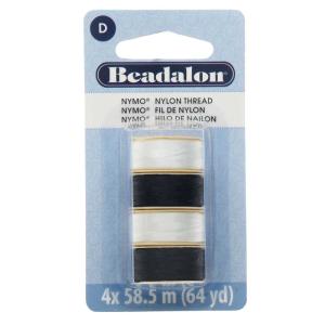 Nymo Nylon Bead Thread Variety Pack, Size D / 0.30mm / .012", Four 64-Yard Spools, Black & White Outlet Amazing Pice