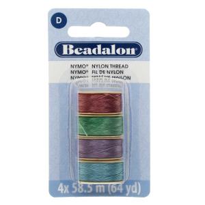 Nymo Nylon Bead Thread Variety Pack, Size D / 0.30mm / .012", Four 64-Yard Spools, Light Gem Tones Amazon For Sale