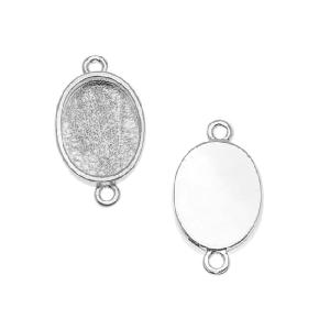 Nunn Design Bright Silver Plated Bezel Pendant Oval Link 14x10mm Clearance Pre Order