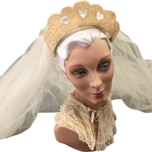 30's White Beaded Ivory Wedding Crown Low Pice Fee Shipping For Sale