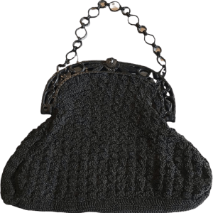 30's Black Crochet Handbag Celluloid Chain Strap Best Wholesale For Sale