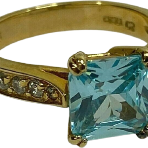 Adi Ring 925 Sterling Silver Gold Vermeil Blue Cz Cocktail Ring by ADI Free Shipping Discounts
