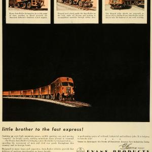 1943 Ad Evans Products Co Auto-Railer Locomotives Train Railroad Rail Track LF4 Sale In China