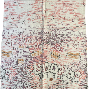 Vintage Fabric Abstract Landscape Mod 60s 70s 80s Rust Pink Purple Black Printsiples Geniue Stockist Cheap Pice