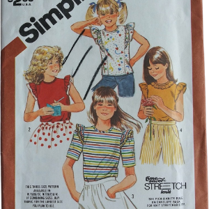 Vintage 80s Sewing Pattern Stretch Knit Girls Top Simplicity by Simplicity Clearance Free Shipping