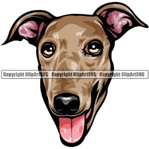 Greyhound Dog Breed Head Color ClipArt SVG Newest For Sale