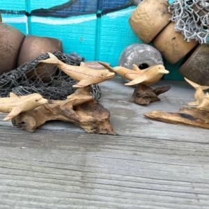 Wooden Dolphin On Driftwood - Multiple Sizes Clearance Online Official Site