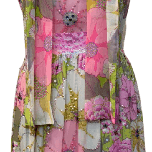 60s Rhinestone and Sequin Floral Dress and Sash by Calart Imports Cheapest