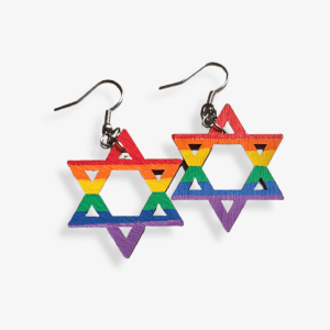 Wooden Rainbow Star of David Earrings Store Cheap Online