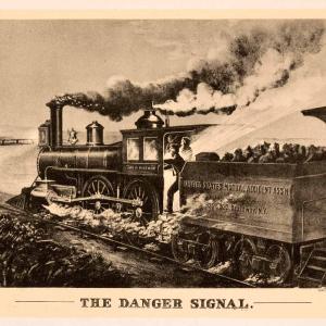 1942 Print Currier Ives Danger Signal Railroad Train Tracks Locomotive XAO9 Original Cheap Online