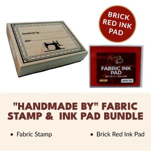 "Handmade By" Fabric Stamp & Permanent Ink Pad Bundle - Black or Brick Red Low Cost Online